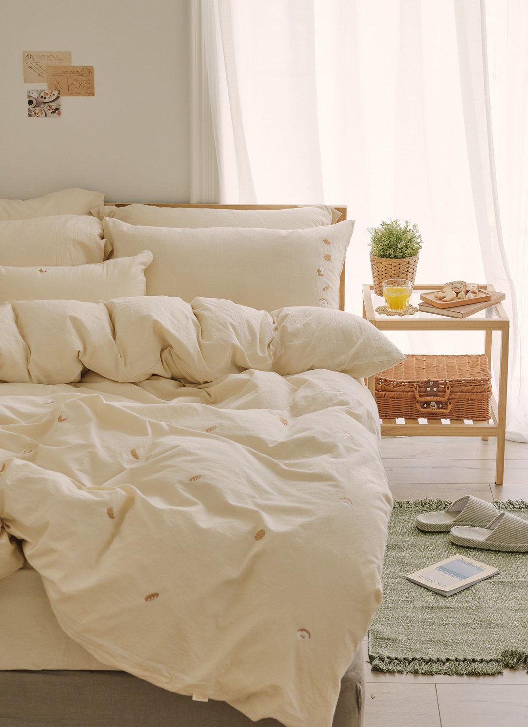 奶油黃 - 水洗棉床包組 ( 床包 + 素色枕套 )