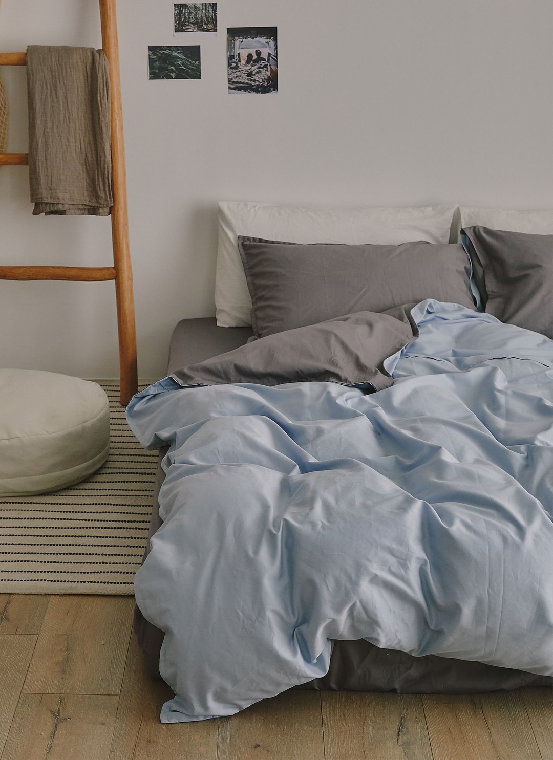 天藍岩灰 - 有機棉四件組 ( 床包＋被套＋枕套 )