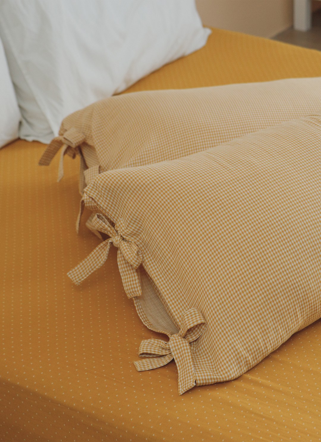 暖陽黃 - 二重紗 / 雙層紗床包組 ( 床包 + 枕套 )