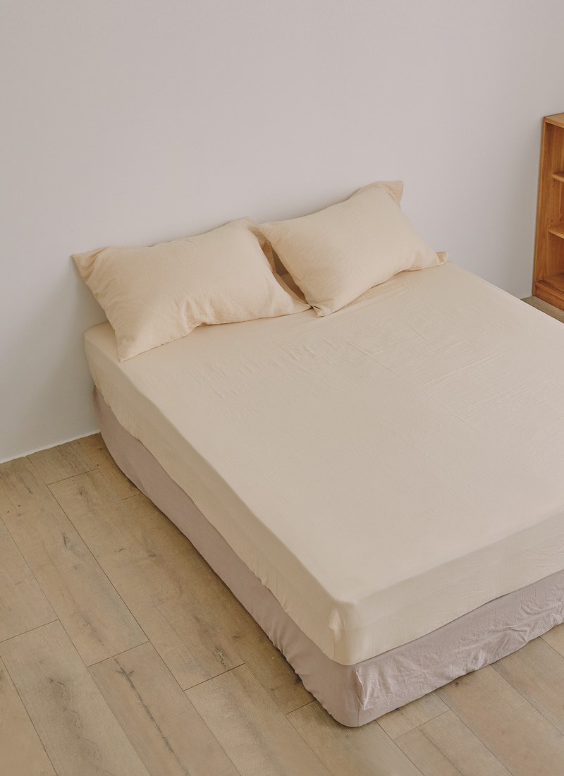 香草黃 - 二重紗 / 雙層紗床包組 ( 床包 + 枕套 )