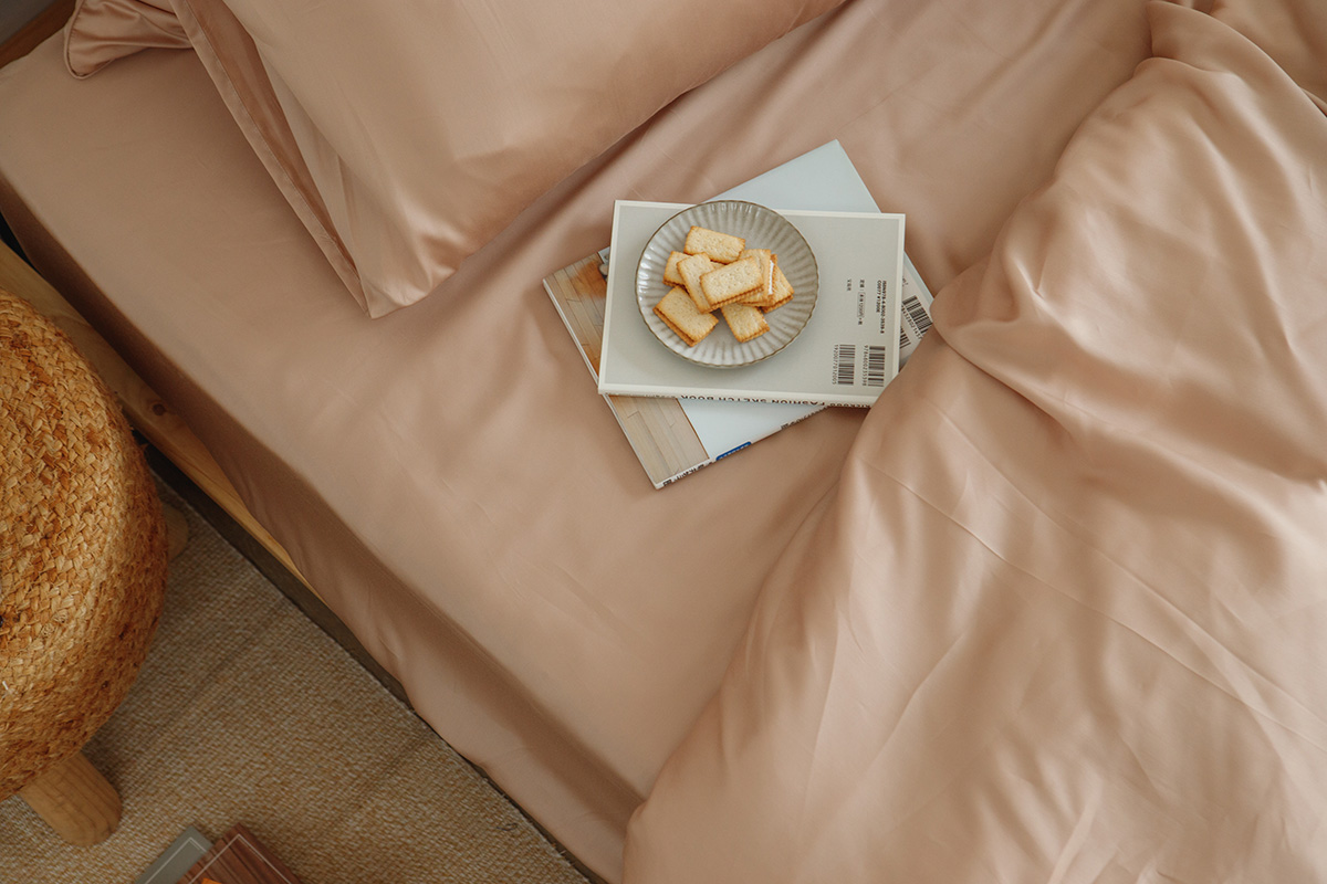灰櫻粉-素色天絲床包